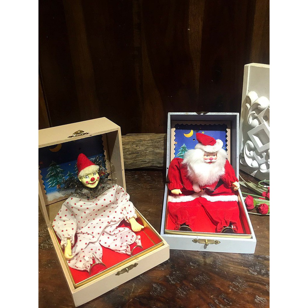 老件收藏🎀早期聖誕驚喜木盒收藏兩款合售