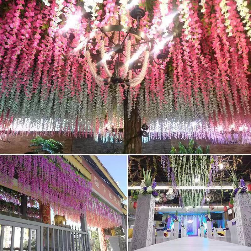 大陸現貨 仿真紫藤花假花紫蘿蘭室內婚慶弔頂裝飾屋頂藤條塑料花藤蔓 因尺寸原因下標務必選宅配 蝦皮購物