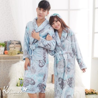 KK imee╭＊情侶裝法蘭絨絨睡袍【LA02】水貂絨綁帶浴袍/日系甜美/睡衣/褲裝/家居服