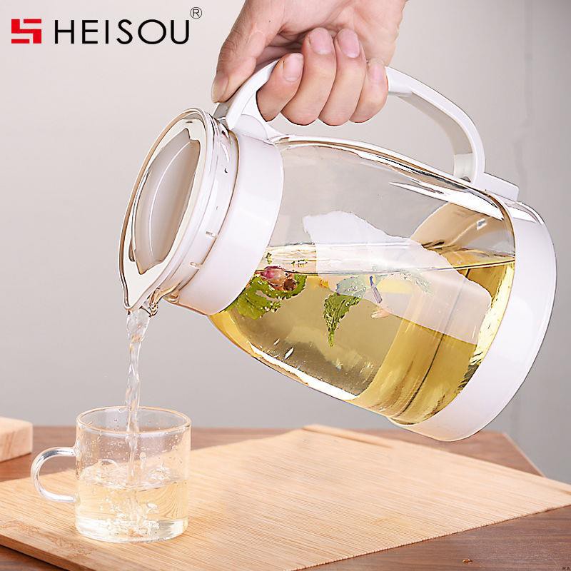 【優質精選】Heisou 2000ML冷水壺玻璃耐高溫大容量熱水壺家用涼水壺玻璃套裝