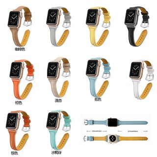 適用於Apple Watch5手錶帶 真皮錶帶 蘋果iWatch1/2/3/4/5代 38 40 42 44mm替換錶帶