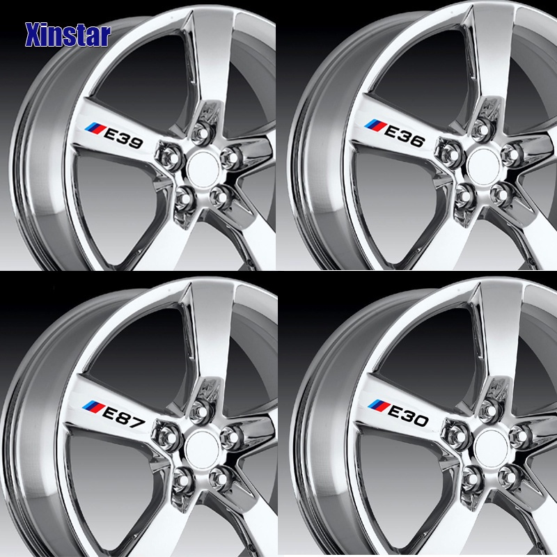 4 件汽車輪輞貼紙適用於寶馬 E30 E36 E46 E60 E87 E90 F01  G20 X3 X5 X7