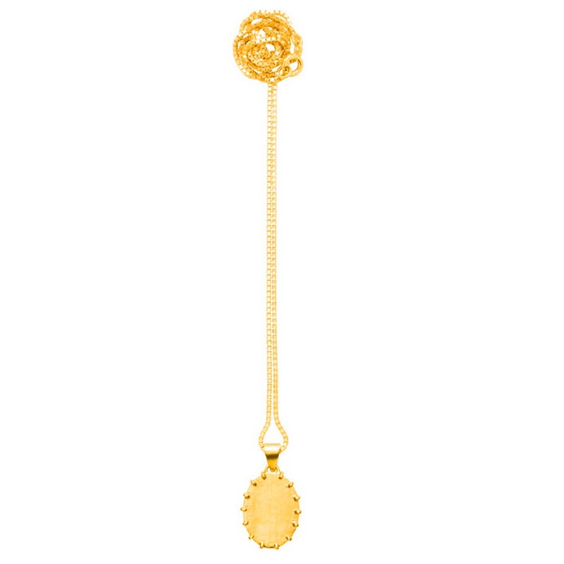 CINCO 葡萄牙精品 Amelia necklace 925純銀鑲24K金硬幣項鍊 簡約橢圓款