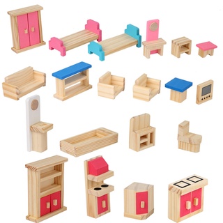 小傢俱 兒童過家家玩具 套裝木質仿真沙發 迷你臥室玩具 廚房餐客廳小傢俱