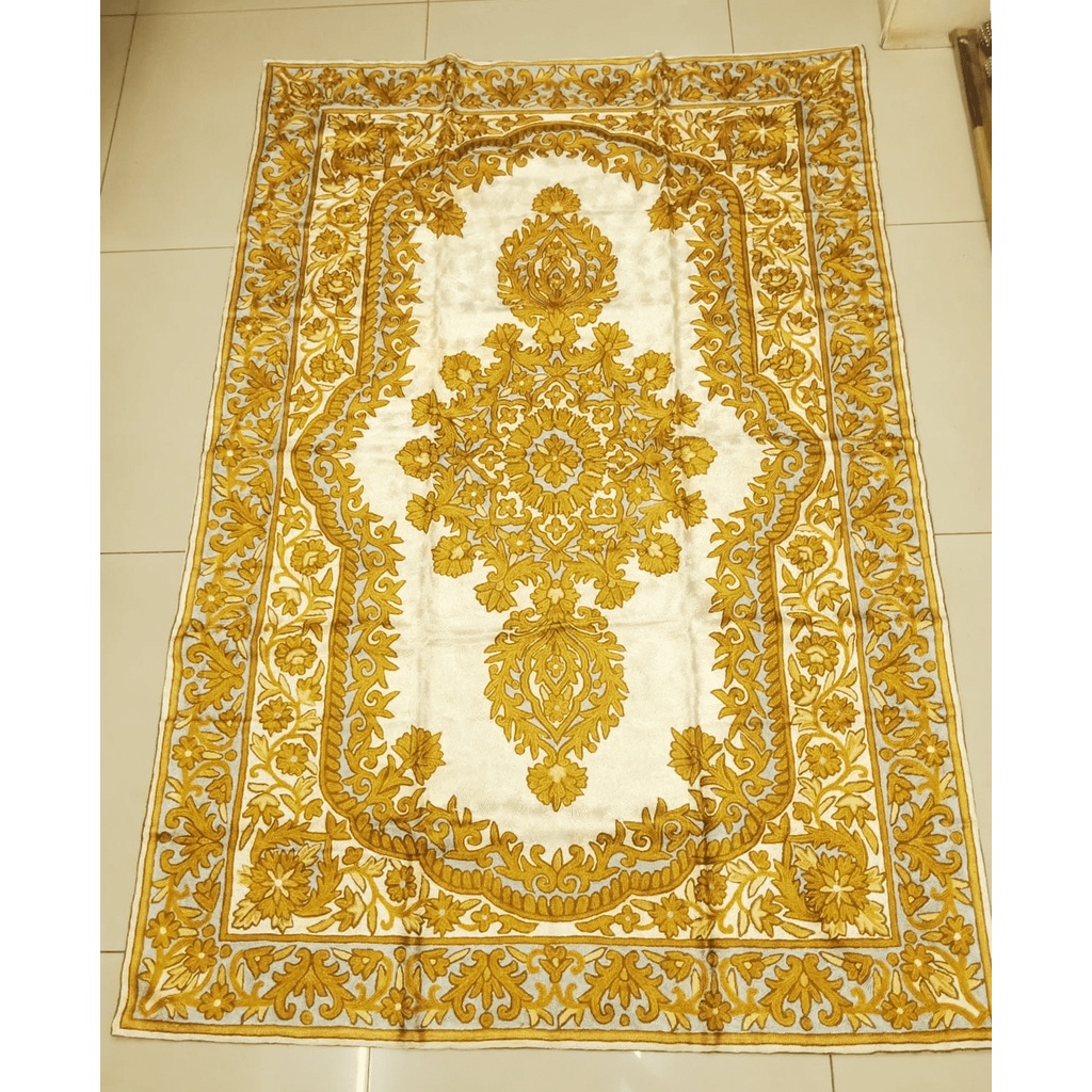 金磚｜印度喀什米爾 純手工蠶絲 刺繡編織地毯 華麗宮廷風格掛毯 波斯地毯