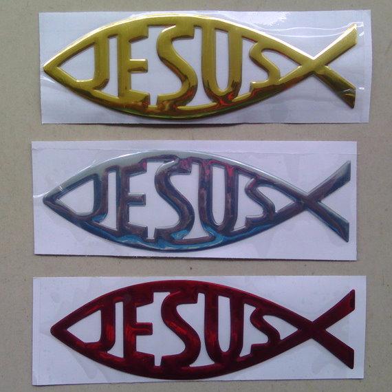 ☆十架之愛☆【全新】魚形耶穌JESUS 軟塑膠車貼 萬用貼 隨意貼 基督福音商品