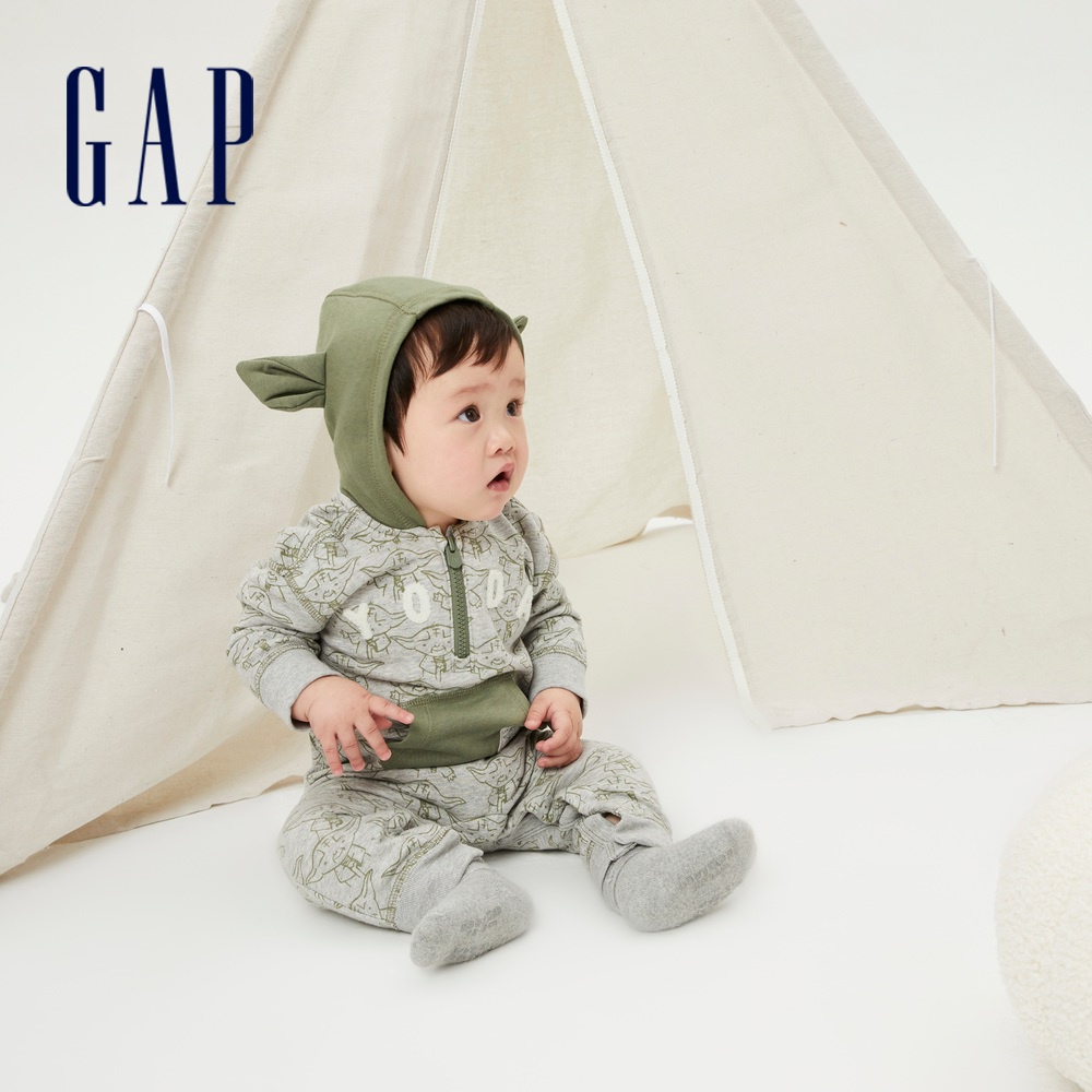 Gap 嬰兒裝 Gap x Star Wars星際大戰聯名 連帽包屁衣-灰色(730134)