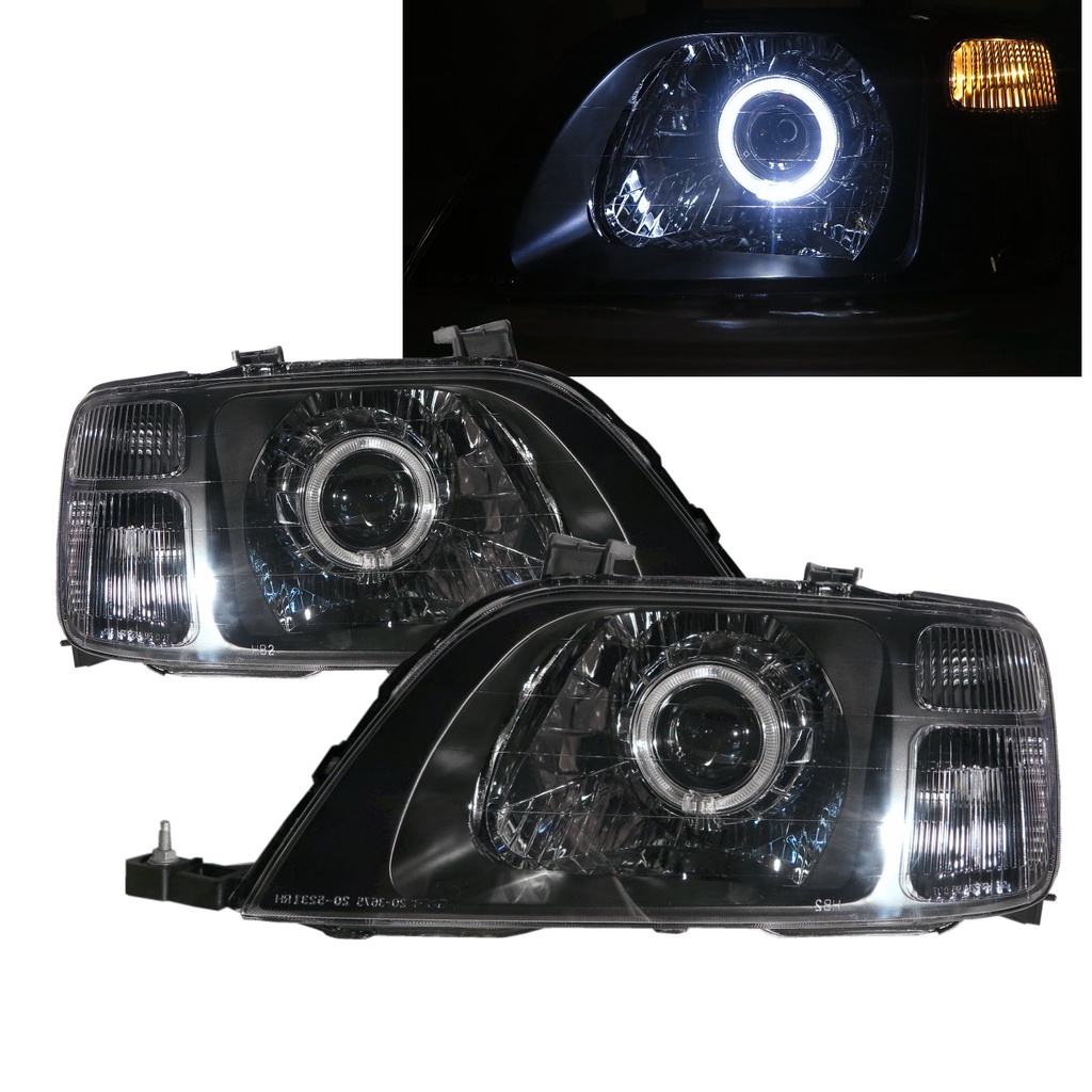 卡嗶車燈 適用 HONDA 本田 CR-V CRV RD1-RD3 96-01 光導LED光圈 鹵素燈泡 魚眼 大燈