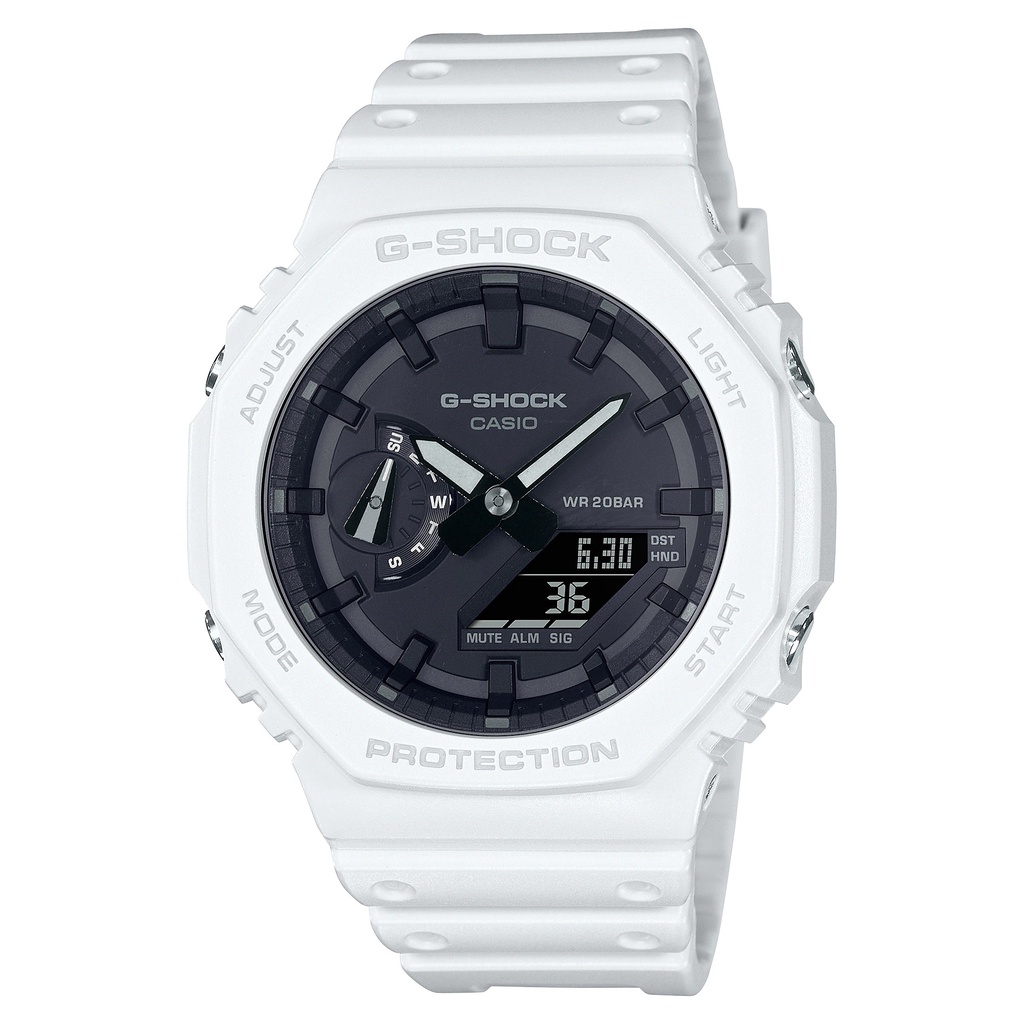 【柏儷鐘錶】CASIO G-Shock 八角手錶 農家橡樹 白黑 GA-2100-7A