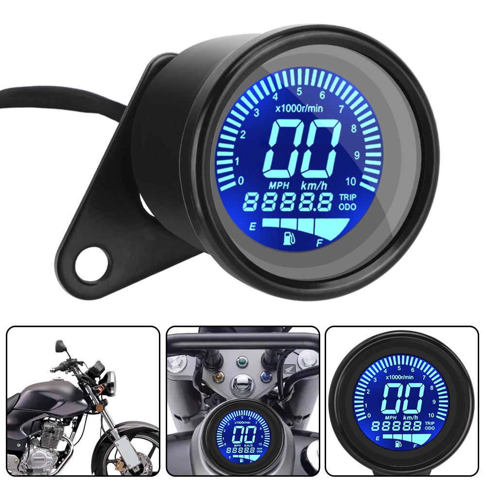 通用摩托車配件dc12v 踏板車atv 儀表摩托車數字測速儀燃油表led Lcd 轉速表指示器復古lcd 里程表 蝦皮購物