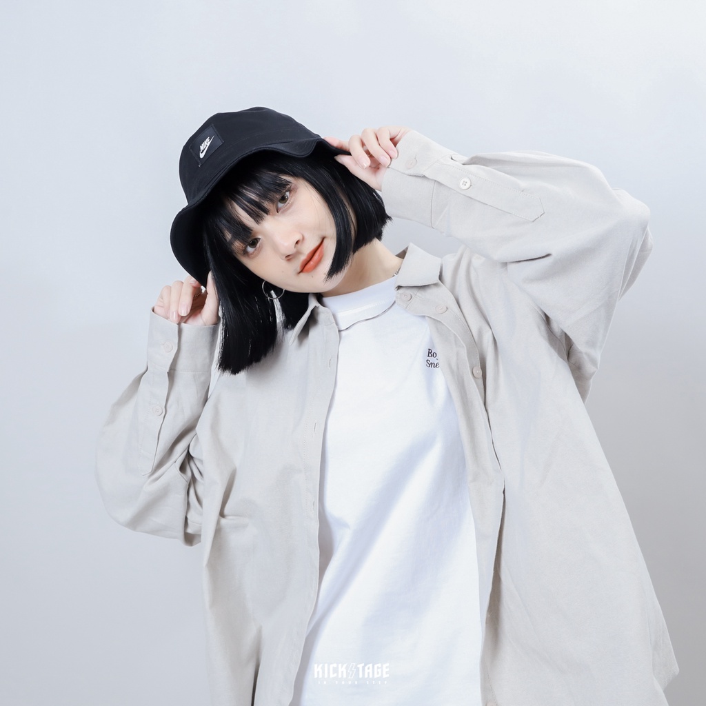 NIKE YOUTH BUCKET HAT 黑色 織標 大童款 女生可戴 漁夫帽 帽子【CZ6125-010】