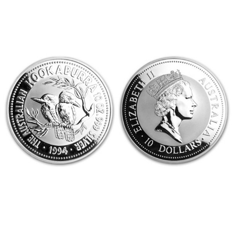 1994澳洲笑鴗鳥銀幣10盎司 /10oz 紀念幣 999純銀 伊莉莎白女皇 女王 二世