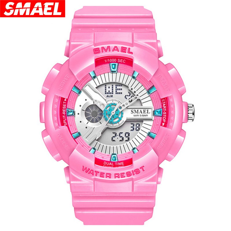 Smael1402 品牌時尚女性數字手錶運動防水多功能手錶女士手錶女時鐘