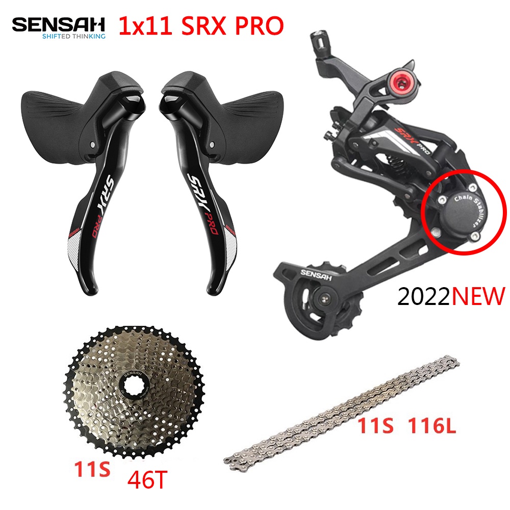 Sensah SRX PRO 1x11 速度,11 秒公路套件,R/L 變速桿 + 後變速器,礫石自行車 Cyclo-C