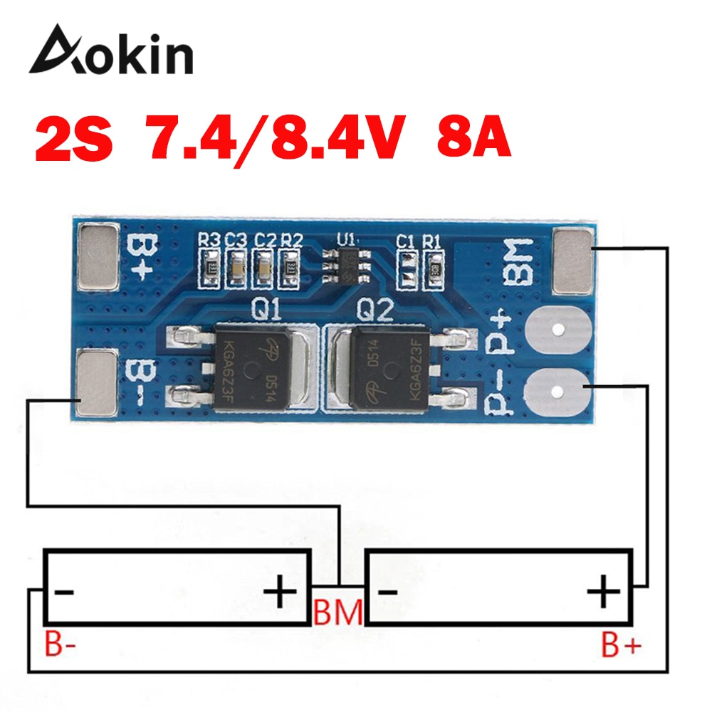 2s 8a 鋰離子 7.4v 8.4v 18650 Bms Pcm 15a 峰值電流電池保護板 Bms Pcm 用於鋰離