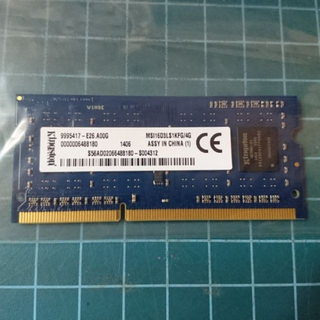 二手 筆電記憶體 金士頓 Kingston DDR3 1600 4G / MSI16D3LS1KFG / 無保固