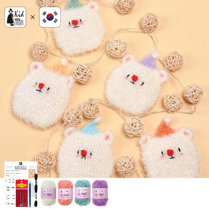 【我愛手藝】韓國菜瓜布材料包-聖誕小熊菜瓜布 (進階)-K1313-2203