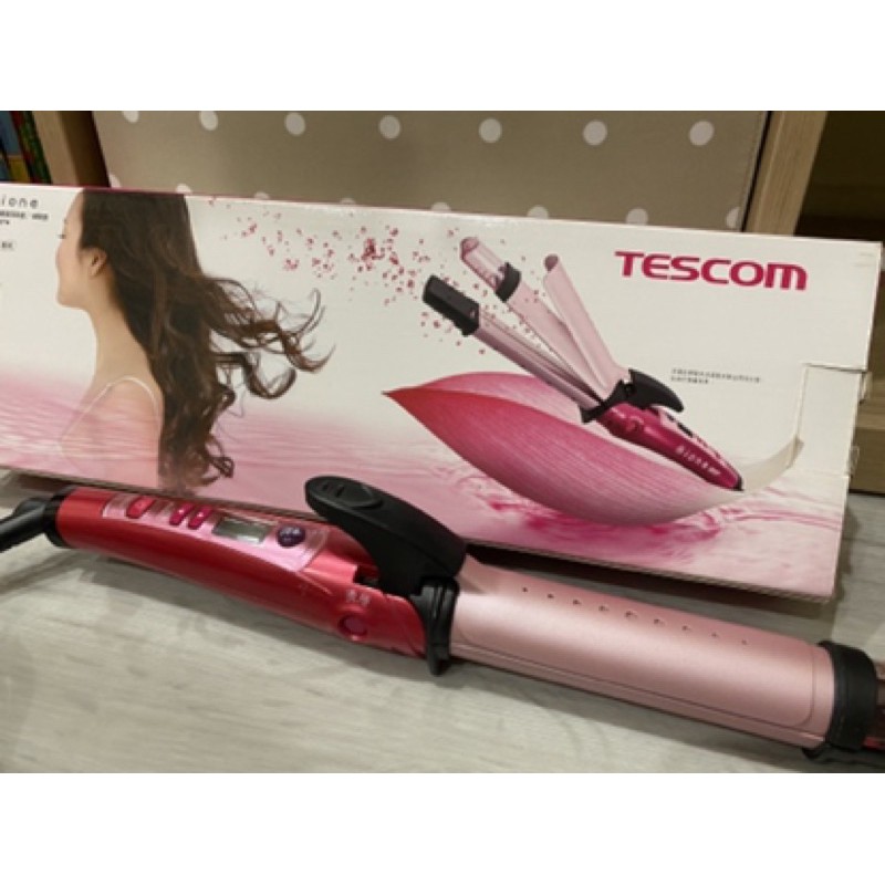 Tescom ione 負離子專業蒸氣直/捲髮器 兩用 二手 粉紅控 32mm 大波浪捲髮最愛