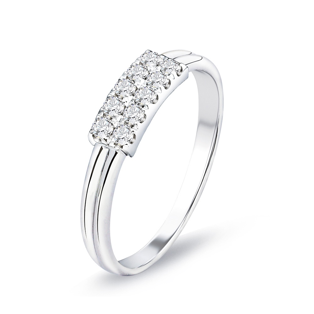【King Star】雙排滿鑽18K金鑽石戒指