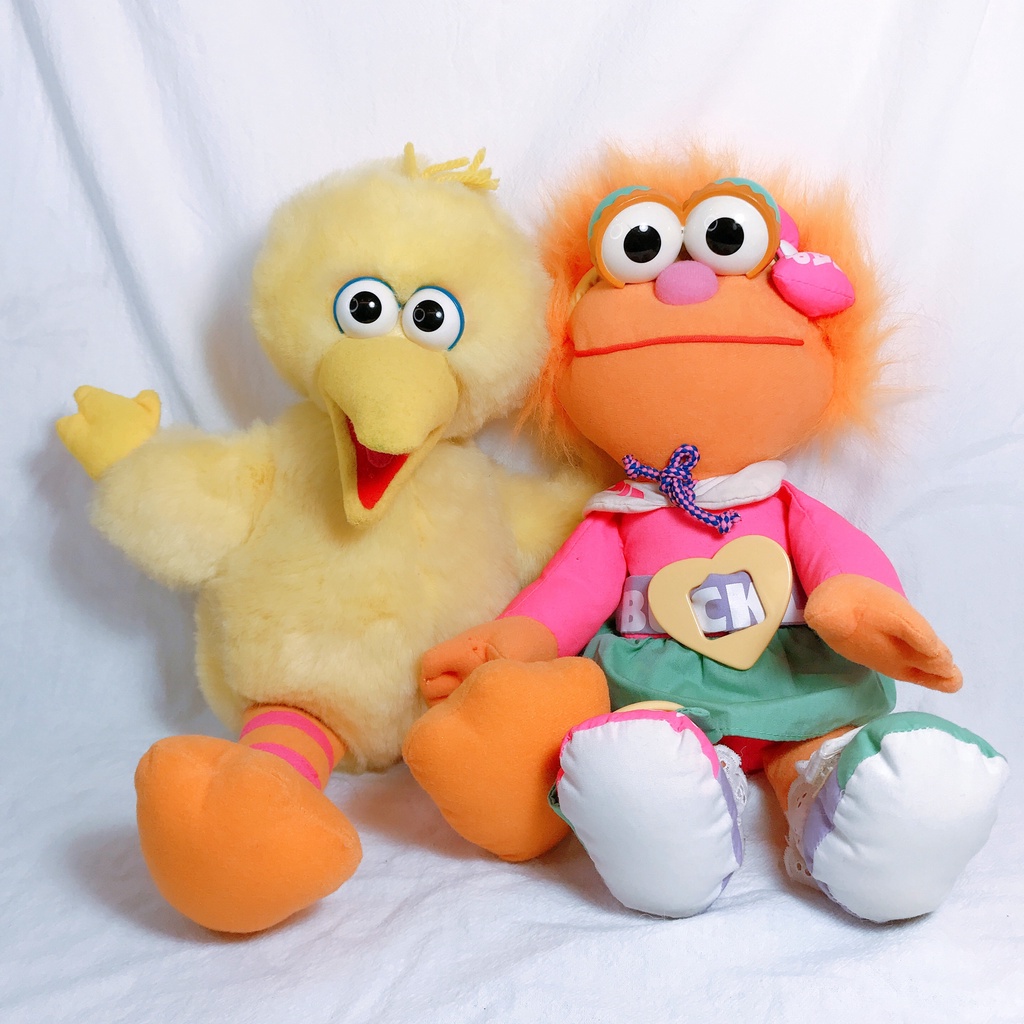 正版 芝麻街 1995早期收藏 娃娃 大鳥 Big Bird 羅依 佐伊 Zoe 餅乾怪獸 Elmo