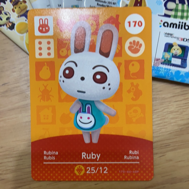 現貨 正版 動物森友會 動物之森 amiibo 卡片 No.170 Ruby 兔子 月兔 歐美版 12月25日