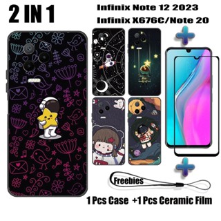 2 合 1 適用於 Infinix Note 12 2023 X676C Note 20 手機殼,帶曲面陶瓷螢幕保護膜