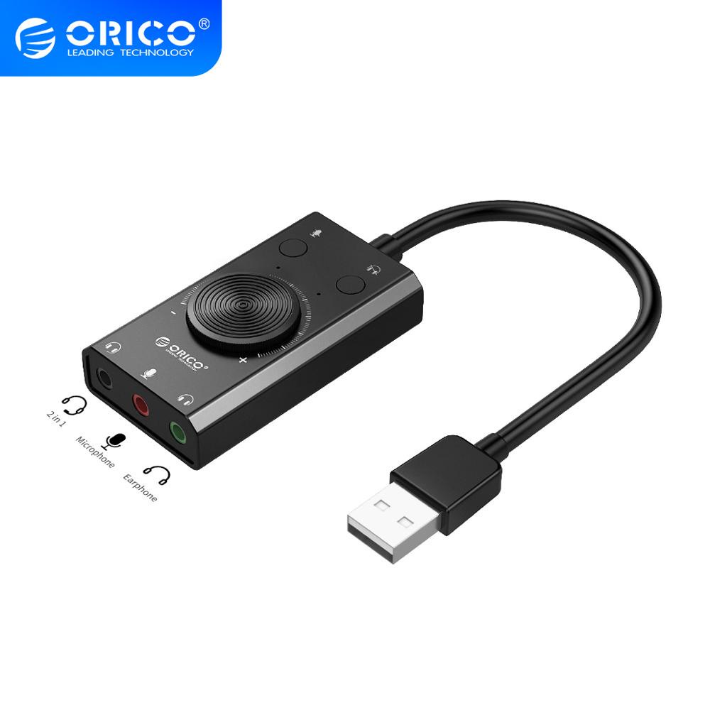 ORICO USB多功能免驅聲卡支持2副耳機同時連適用於3.5MM耳機麥克風