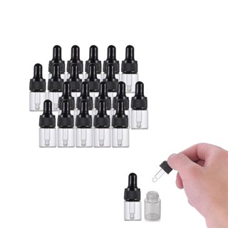 20支1ml 2ml 3ml 5ml透明玻璃滴管瓶黑色乳膠滴管精油樣品瓶滴管瓶