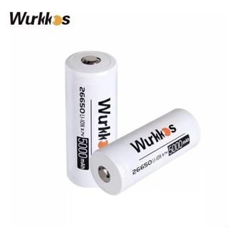 Wurkkos 3.7V 26650 5000mAh 電池扁平按鈕 3C LED 手電筒高容量放電鋰離子電池