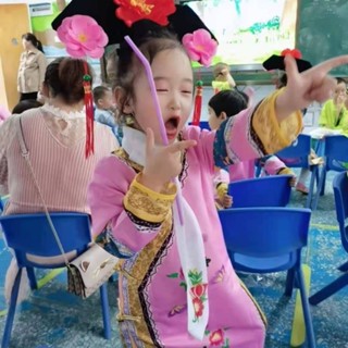 23新品爆款 特賣 格格服裝女兒童還珠格格古著服飾滿族民族清朝女童表演服宮廷旗服