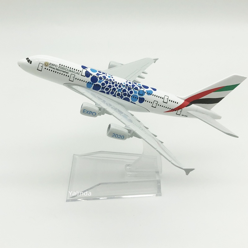 Yalinda 阿聯酋世博會 A380 16cm 模型飛機套件兒童生日禮物玩具飛機模型