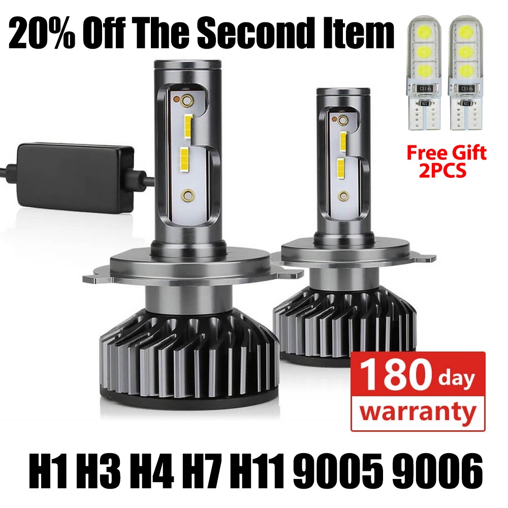 [2PCS] 高品質 110W 6000LM CSP 汽車大燈 LED H4 H7 H11 Canbus 燈泡 H1 9