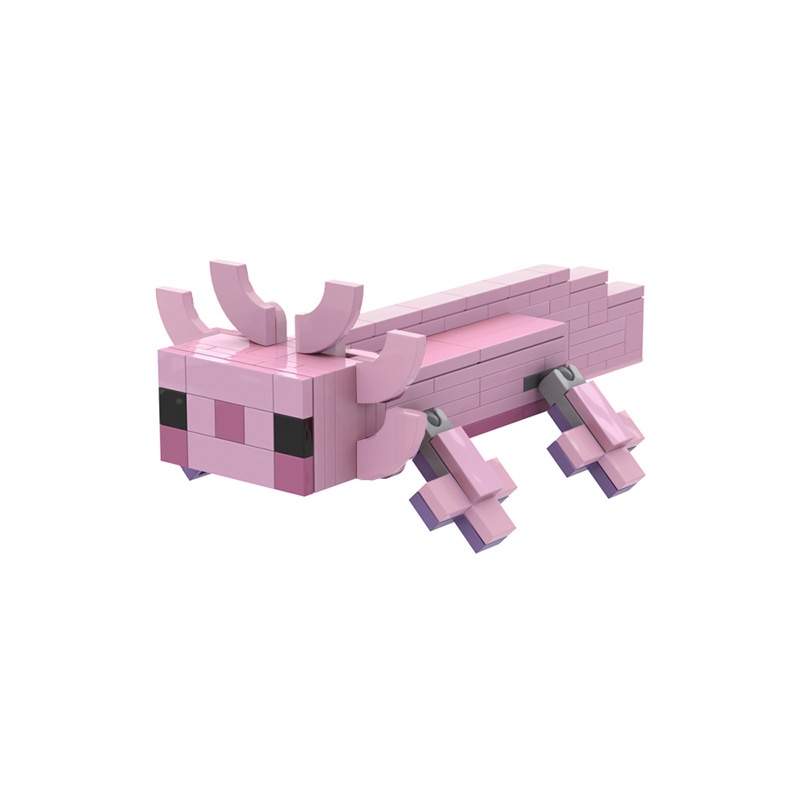 六角恐龍粉色蠑螈墨西哥水生動物積木模型玩具禮物moc-54094