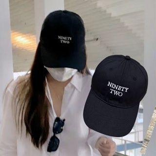 新款freenbecky帽子同款字母NINETY TWO刺繡棉質純黑棒球帽透氣