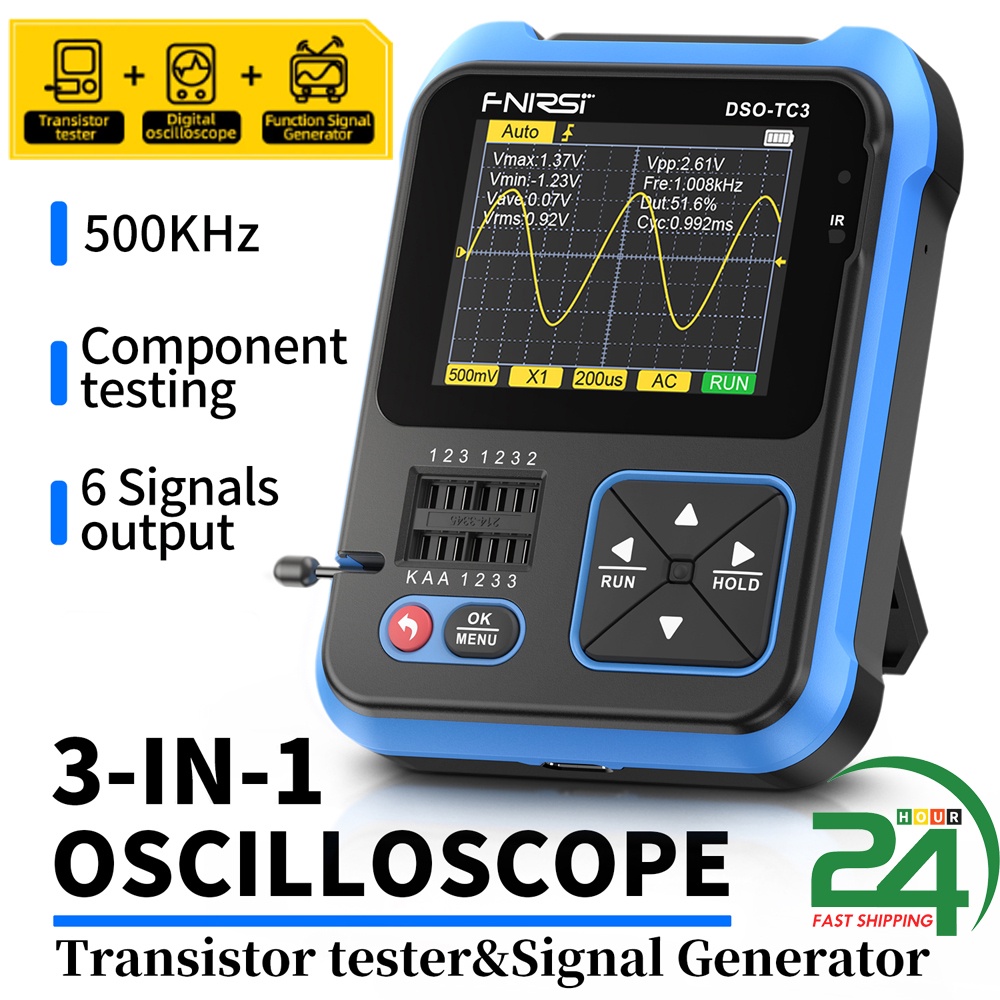 Fnirsi DSO-TC3 3in1 數字示波器晶體管測試儀信號發生器儀表示波器 2.4inch 10MS/s 採樣率