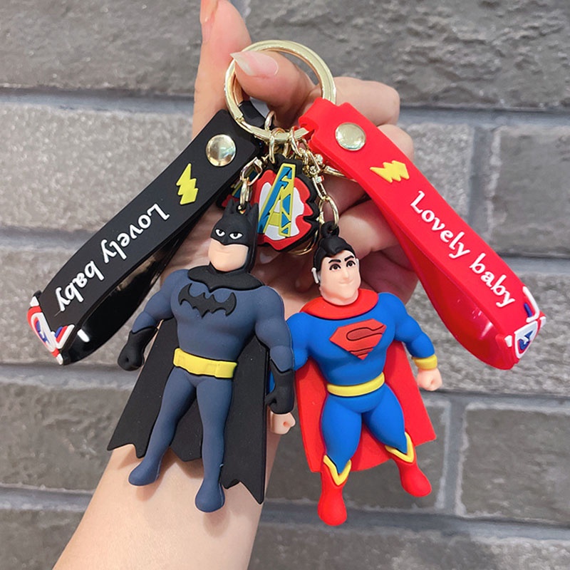 漫威蝙蝠俠鑰匙扣動漫超人公仔背包吊飾禮物