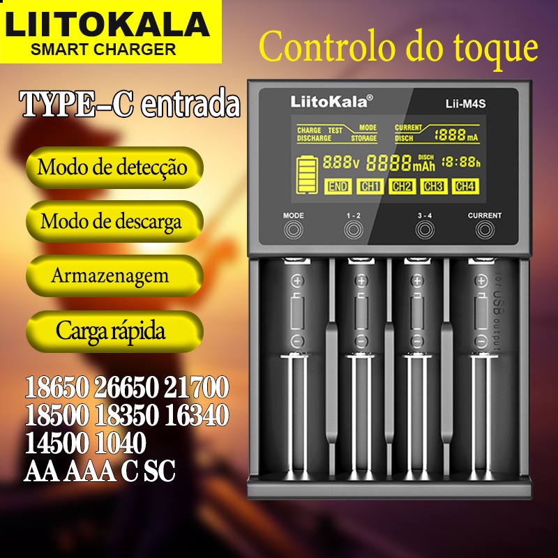Liitokala Lii-M4S智能充電器18650 26650 21700 18500 16340 AA AAA 1