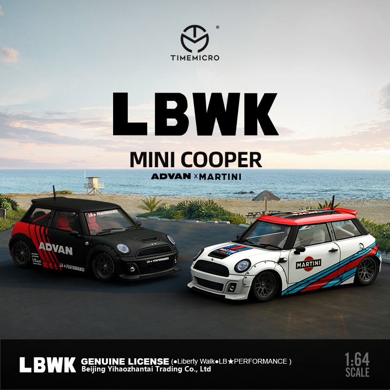TM 1:64寶馬mini寬體馬天尼LBWK正版授權ADVAN改裝車合金汽車模型