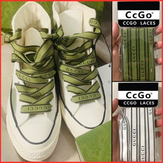 【薩克倫】匡威gucci適用1970s帆布鞋聯名絲帶鞋帶字母logo酷奇包裝繩綠白色