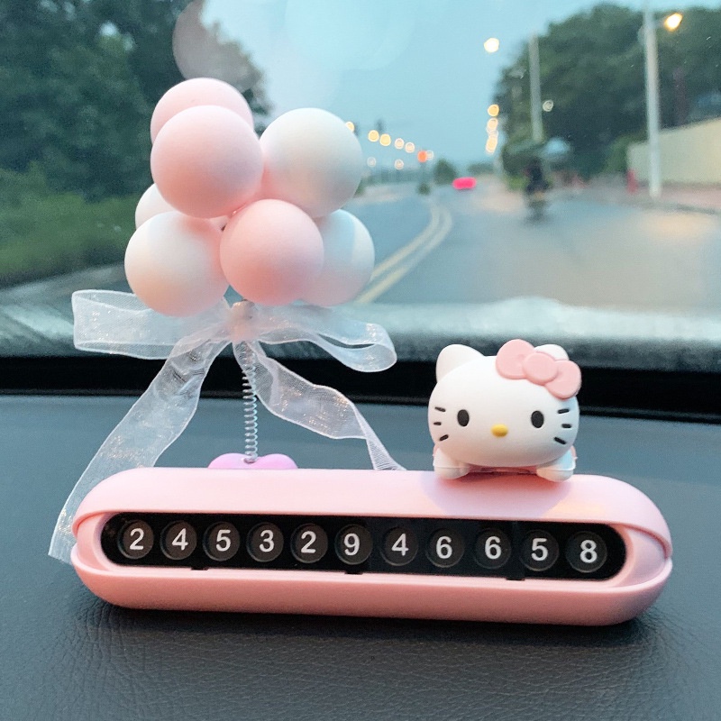 【現貨】Hello Kitty 凱蒂貓kt 臨時停車號碼牌 車牌卡 汽車卡通車用挪車牌 創意停車電話牌