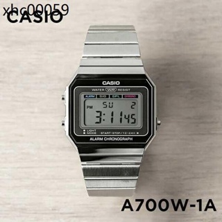 卡西歐手錶CASIO A700W-1A 復古金屬方塊帶鬧鐘秒錶防水電子錶