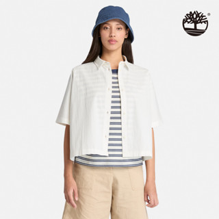Timberland 女款白色短版襯衫|A67Q3CM9