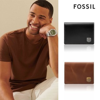 【FOSSIL 官方旗艦館】Hayes 真皮徽章LOGO卡夾 兩色可選(禮盒組附鐵盒)