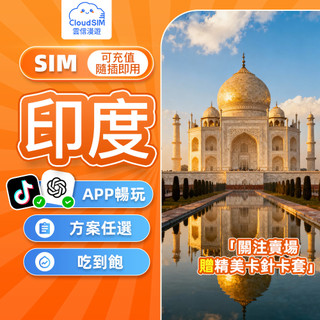 【雲信漫遊】印度網絡卡｜Airtel/Jio 雙電信 隨插即用 喫到飽不限量 方案任選 支援客製 印度上網絡卡 印度sim卡