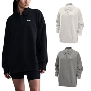 NIKE 女 NSW PHNX FLC OS QZ POLO 立領長袖上衣 - FZ3208010/063/104
