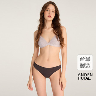 【Anden Hud】Unique You．花邊低腰高衩三角內褲(黑咖啡-一見鐘情) 純棉台灣製