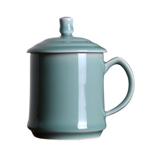 帶蓋青瓷杯(禮盒裝)(素面天青400ml)[大買家]
