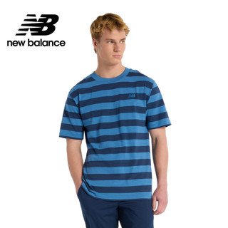 【New Balance】 NB 條紋短袖上衣 男性 黑色 MT51524BK T恤 T-shirt