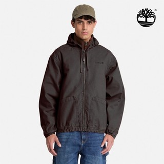 Timberland 男款灰黑色寬版連帽帆布飛行外套|A5T4QCN1