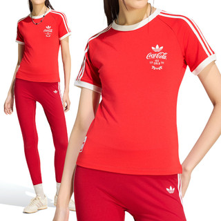 Adidas 3S Tee 女款 紅色 可口可樂 聯名 印花 修身 T恤 運動 休閒 短袖 KY7558